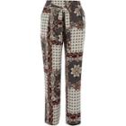 River Island Womens Scarf Print Tie Waist Tapered Trousers