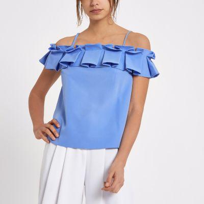 River Island Womens Frill Bardot Cami Strap Top