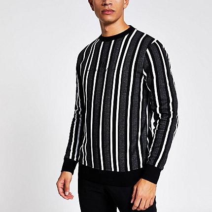 River Island Mens Stripe Long Sleeve Slim Fit Sweatshirt