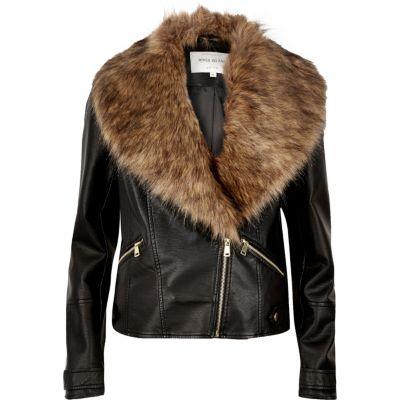 River Island Womens Faux Fur Collar Jacket