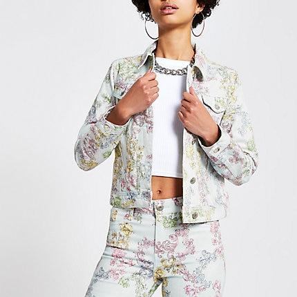 River Island Womens Print Denim Jacket