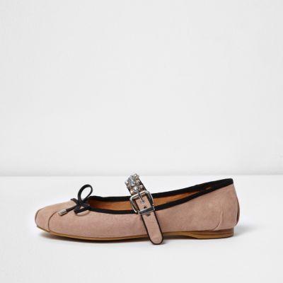 River Island Womens Diamante Embellished Trim Ballet Pumps