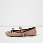 River Island Womens Diamante Embellished Trim Ballet Pumps