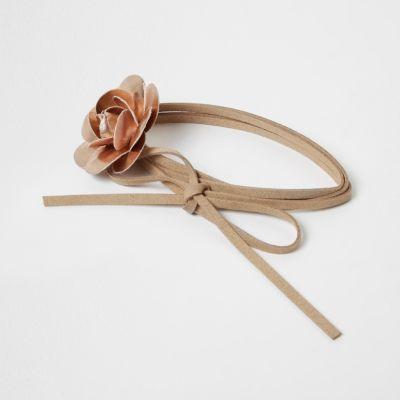 River Island Womens Metallic Floral Bolo Choker