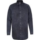River Island Mensdark Wash Denim Zip Side Shirt