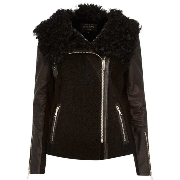 River Island Womens Ri Studio Shearling Biker Jacket