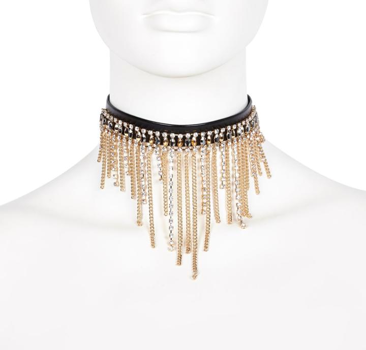 River Island Womens Gold Tone Embellished Chain Dangle Necklace