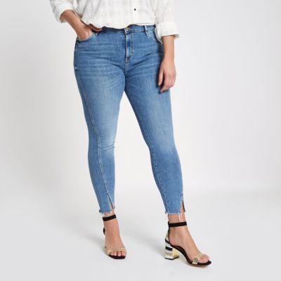 River Island Womens Plus Amelie Ripped Hem Skinny Jeans