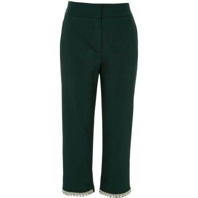 River Island Womens Embellished Hem Cigarette Pants