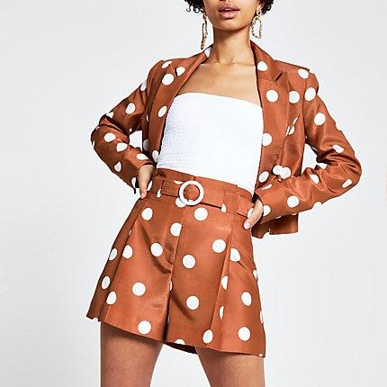 River Island Womens Spot Print Belted Waist Shorts
