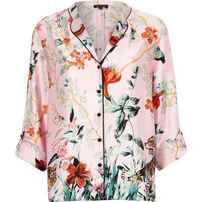 River Island Womens Satin Jungle Print Pajama Shirt