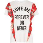 River Island Womens White Frill Detail T-shirt