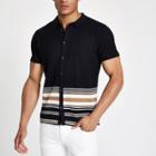River Island Mens Stripe Button Through Polo Shirt