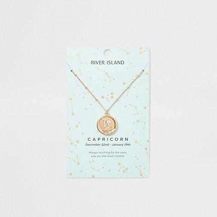 River Island Womens Capricorn Zodiac Sign Gold Colour Necklace