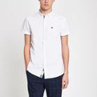River Island Mens White Muscle Fit Bird Embroidery Oxford Shirt
