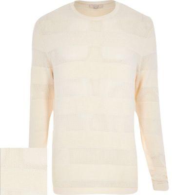 River Island Mens Mesh Stripe Crew Neck Sweater
