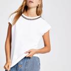 River Island Womens White Chain Trim T-shirt