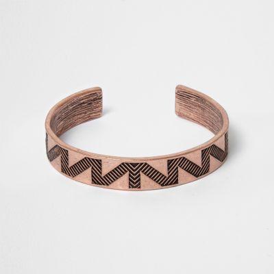River Island Mens Rose Gold Tone Aztec Cuff Bracelet