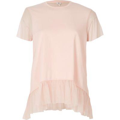 River Island Womens Mesh Peplum Hem T-shirt