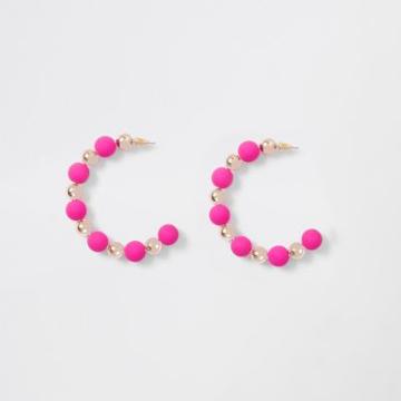 River Island Womens Rubberised Ball Hoop Earrings