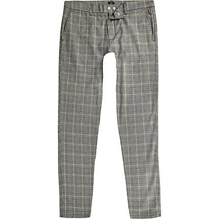 River Island Mens And Yellow Check Skinny Trousers