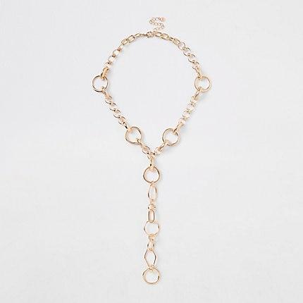 River Island Womens Gold Color Circle Chunky Chain Necklace
