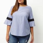 River Island Womens Plus Stripe Crochet Bell Blouse