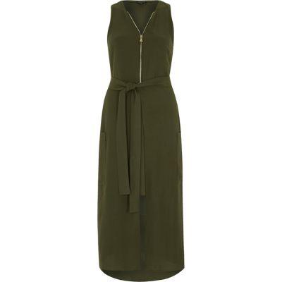 River Island Womens Zip Front Sleeveless Midi Dress