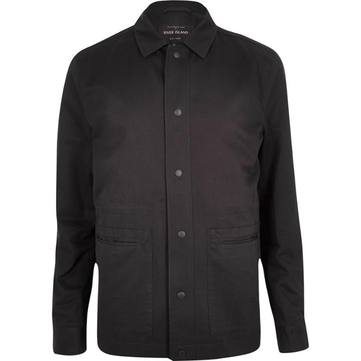 River Island Mensgrey Casual Minimal Worker Jacket
