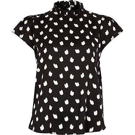 River Island Womens Petite Spot Frill Neck Shell Top
