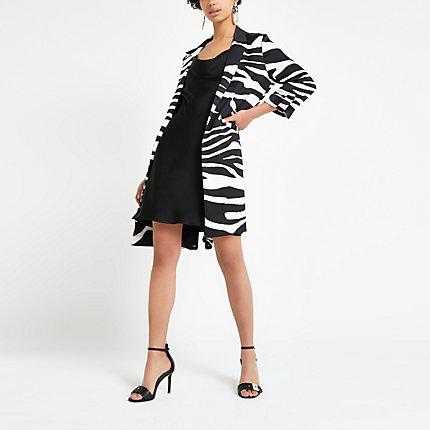 River Island Womens Zebra Print Longline Blazer