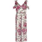 River Island Womens White Floral Cold Shoulder Culotte Jumpsuit