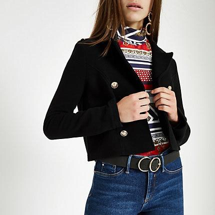 River Island Womens Petite Button Jersey Cropped Blazer