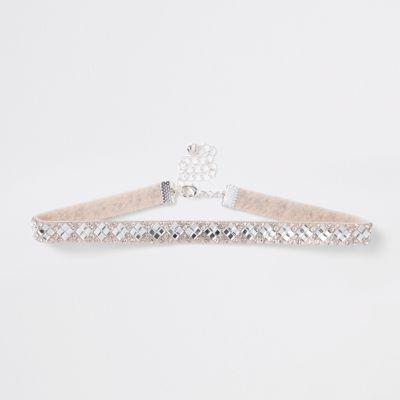 River Island Womens White Diamante And Sequin Embellished Choker