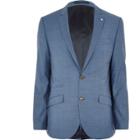 River Island Mens Cross-hatch Wool-blend Slim Suit Jacket