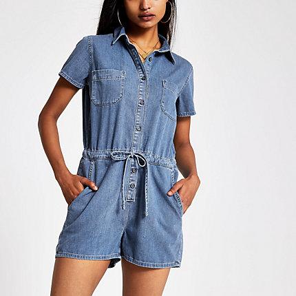 River Island Womens Petite Denim Romper