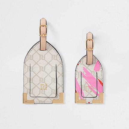 River Island Womens Ri Monogram Print Luggage Tag Set