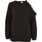 River Island Womens One Shoulder Pearl Sweatshirt