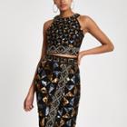 River Island Womens Geo Sequin Embellished Crop Top