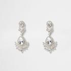 River Island Womens Silver Tone Crystal Drop Earrings
