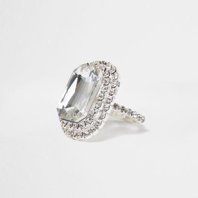 River Island Womens Silver Tone Jewel Rectangle Ring