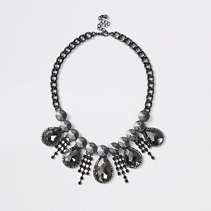 River Island Womens Rhinestone Teardrop Necklace