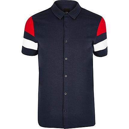 River Island Mens Button Through Slim Fit Jersey Shirt