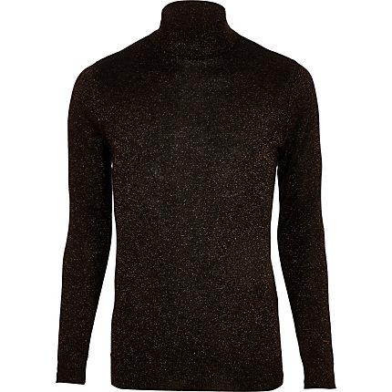 River Island Mens Metallic Roll Neck Slim Fit Jumper