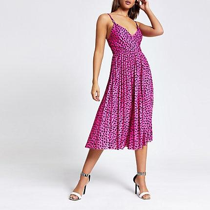 River Island Womens Print Pleated Wrap Dress