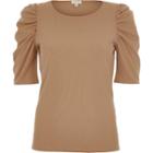 River Island Womens Ribbed Puff Three Quarter Sleeve Top