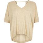 River Island Womens Knit Linen V Neck T-shirt