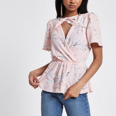 River Island Womens Floral Print Wrap Top