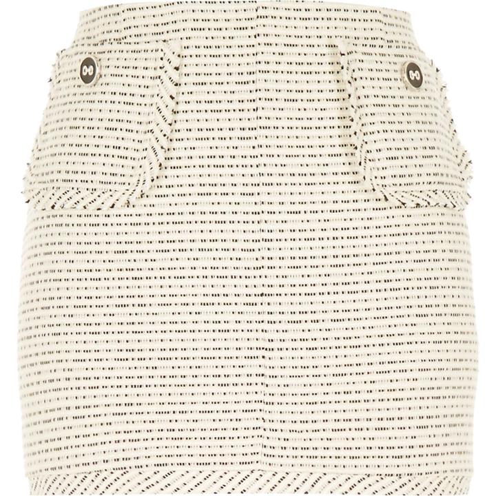 River Island Womens White Woven Boucle Short Skirt