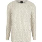 River Island Mens Ribbed Rolled Crew Neck Sweater